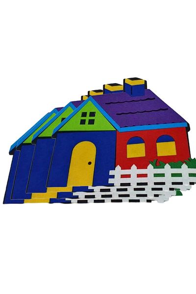 Micostore House With Fence, Made Of Felt, 27 Cm, 1 Pc/set, Art & Craft Accessories For Children