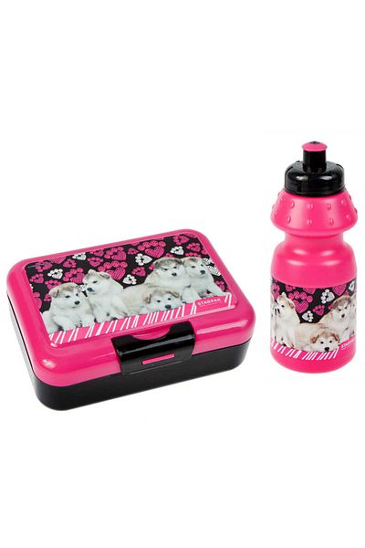 Micostore Kids Breakfast Set, Water Bottle and Lunch Box with Adorable Puppy Design