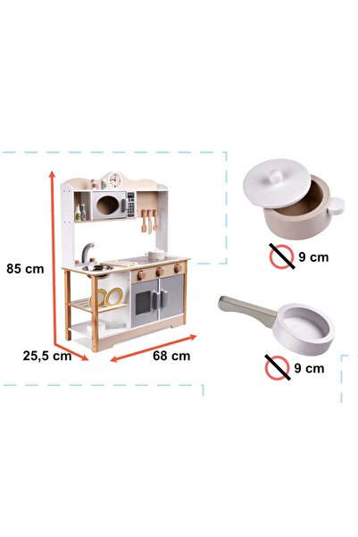 Micostore Παιδική Κουζίνα, Κατασκευασμένη από Ξύλο, Ύψος 85 Εκ., Ανώτερη Ποιότητα