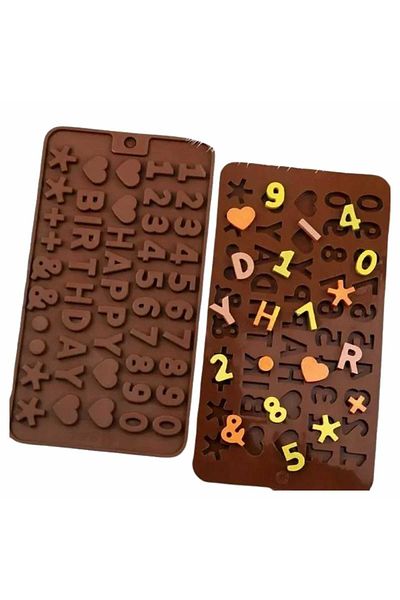 Micostore Candy And Jelly Mold, Happy Birthday And Numbers Model, Silicone, 20.7 X 11 X 0.6 Cm