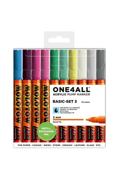 Molotow Acrylic Marker One4all 127hs 2mm Wallet Basic-set 3 10 pcs