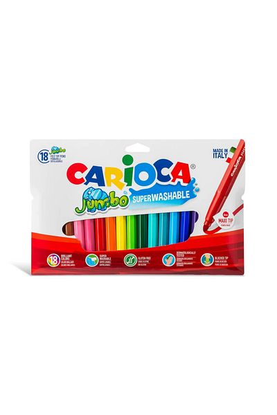 CARIOCA Set 18 Carioci Pentru Copii, Super Lavabile, Varf Gros, Jumbo