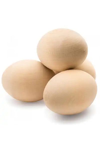 Micostore Natural Unvarnished Wooden Egg, From Hen Easter Eggs, Medium Size, 4.5 Cm