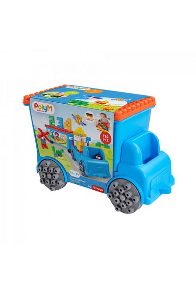 Hape Polym - Creative Truck With Trailer For Kids (114 PIECES)
