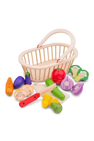 New Classic Toys Wooden Sliced ​​Vegetable Basket