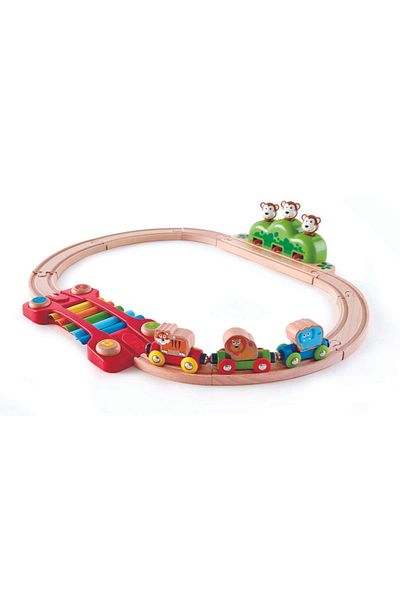 Hape Wooden Toy - Jungle Musical Train Track (19 PIECES)