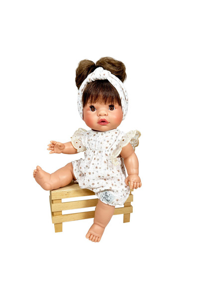 OEM Păpușă Nines D'onil, Joy, cu păr castaniu, bentiță albă, parfum de vanilie, 37 cm