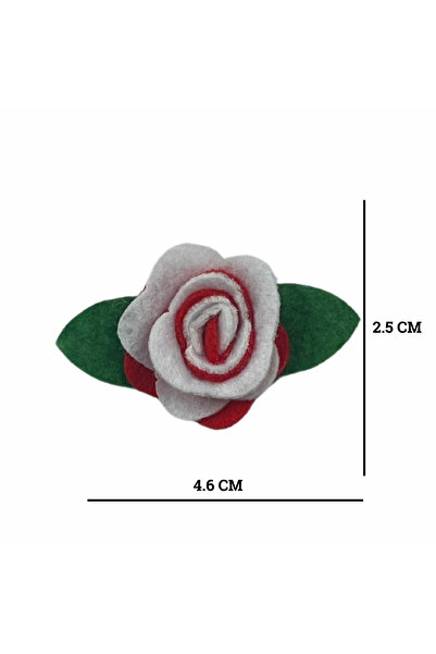Micostore Felt Roses, with Glue, red, white, green, 4.6 Cm, 2 Pcs/set, Art & Craft Accessories for Children