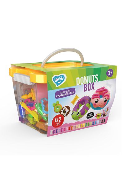 OKTO Set de pastă de modelat Air Clay cu pastă de modelat ușoară Lovin - 42 de culori - Donuts Box