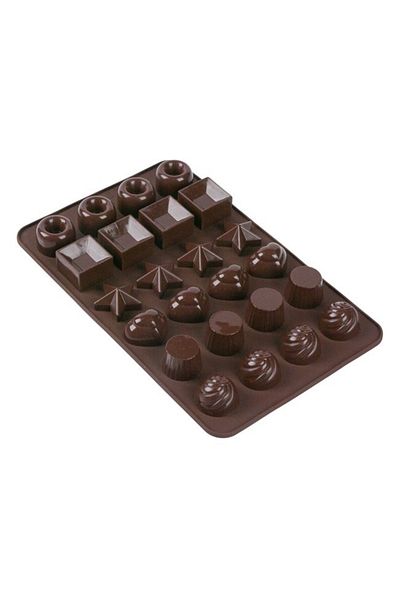Micostore Silicone Mold For Pralines And Chocolates, 24 Cavities, 24 X 18.5 X 2.5 Cm, Brown
