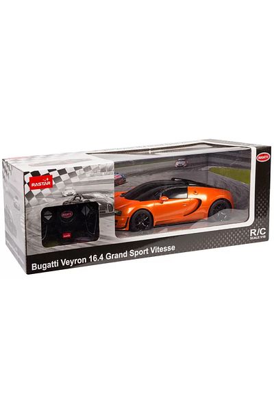 Rastar Masina Cu Telecomanda Bugatti Grand Sport Vitesse Portocalie Cu Scara 1 La 18