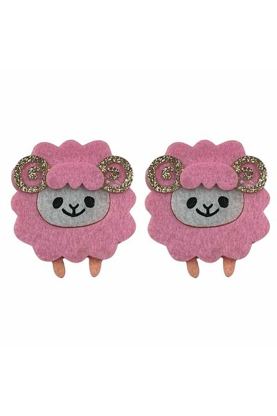 Micostore Felt Sheep, With Glue, Pink, 6 Cm, 2 Pcs/Set, Art & Craft Accessories For Children