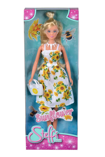Simba Steffi Doll With White Dress With Sunflower Print