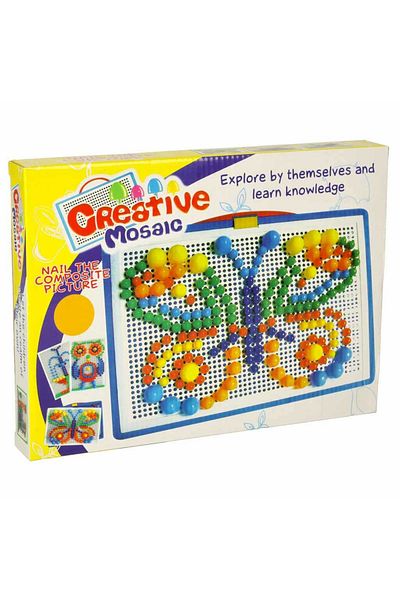 Micostore Joc Mozaic Cu Pioneze, 296 Pini Colorati, Fanta Color, 28.5 X 21 X 3.5 Cm, ​​Puzzle cu ciuperci