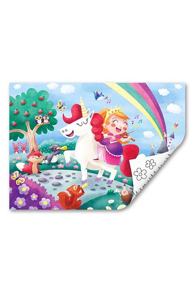 Hape 2 In 1 Wooden Puzzle - Unicorn (26 PIECES), With Double Side And Coloring Activity