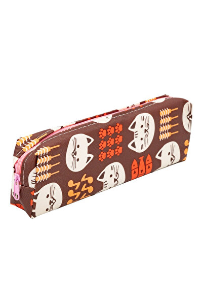 Micostore Pencil case, 1 zipper, Cat, various colors, textile, 20 x 6 x 3 cm