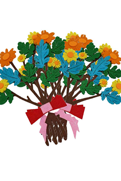 Micostore Σετ 2 μπουκέτα λουλουδιών, μαργαρίτες από τσόχα με κόλλα, 20 εκ., φιγούρες από τσόχα για χειροτεχνία και διακόσμηση