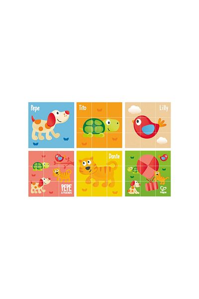 Hape Wooden Puzzle Cubes - Animals 3 X 3