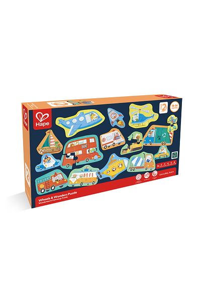Hape Set Of 15 Vehicle Puzzles (18-36 MONTHS) For Children