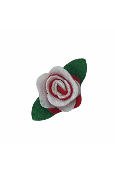 Micostore Felt Roses, with Glue, red, white, green, 4.6 Cm, 2 Pcs/set, Art & Craft Accessories for Children