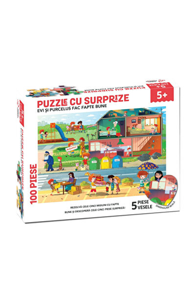 EduClass Детски пъзел с изненади, Прасчо и Прасенце, 100 части, 5 години, Йоа...
