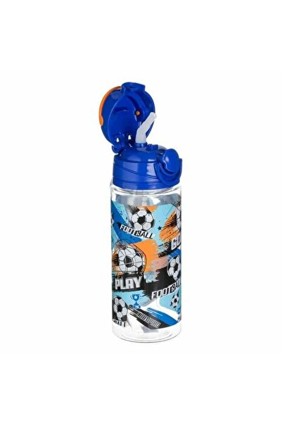 Micostore Sticla De Apa Copii,bidon Cu Pai Si Maner,500 Ml,fotbal,transparent...