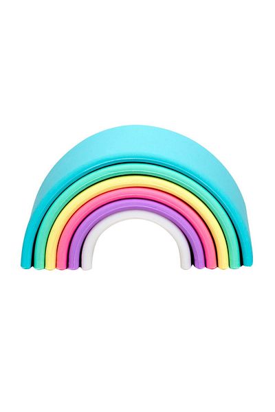 DENA TOYS Rainbow, joc montessori de stivuire, 6 piese, nordic