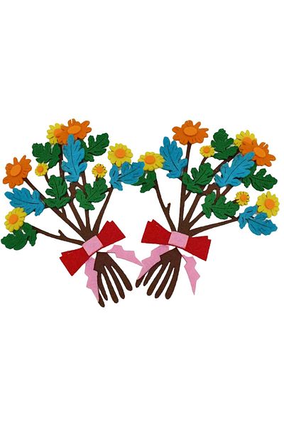 Micostore Set de 2 buchete de flori, margarete din fetru cu lipici, 20 cm, figurine din fetru pentru meșteșuguri și decorațiuni
