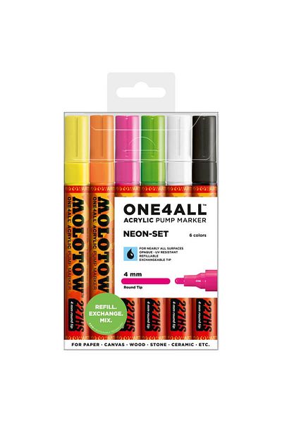 Molotow Acrylic Marker One4all 227hs 4mm Neon Wallet-set of 6 pcs