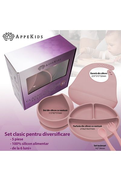 APPEKIDS Set Diversificare, , 100% Silicon, Classic - Old Rose