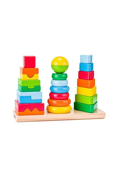 Woody Wooden Stacking Toy - Geometric Shapes