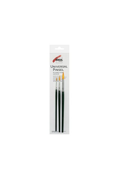 Kreul Universal Round Brushes, Synthetic Hair, Basic, 3 Pcs/set, Sizes 2, 5, 8