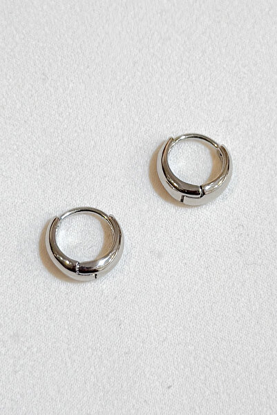 Chic Latife Gümüş Kaplama Bombeli Çelik Halka Küpe