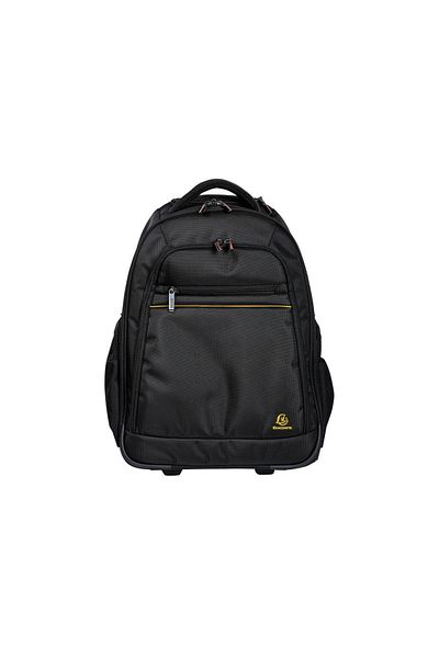 Exacompta Rucsac Laptop 15,6" Cu Roti Si Maner Telescopic, Ideal Ca Bagaj De Mana In Avion, Culoare Negru