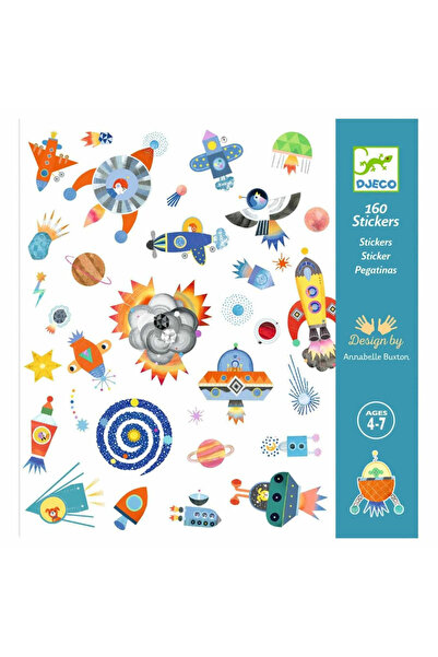 djeco Παιδικά Αυτοκόλλητα, Σετ 160 Αυτοκόλλητων, 18 Σχέδια,