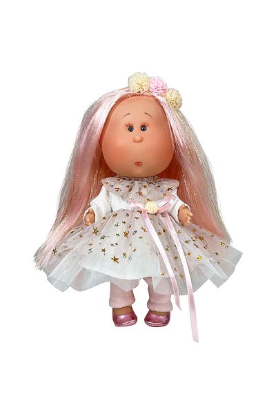OEM Păpușa Nines D'onil, Mia, cu păr roz, cu sclipici, cu articulații, cu parfum de vanilie, 30 cm