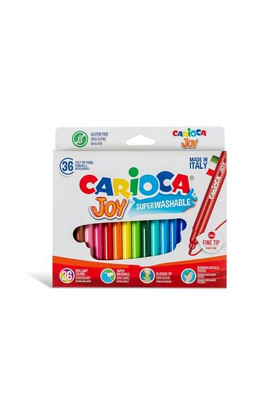 CARIOCA Set de 36 markere pentru copii, super lavabile, vârf fin, Joy