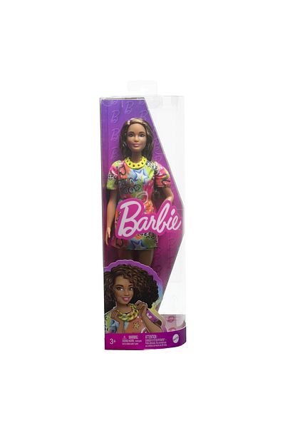 mattel Papusa Barbie Fashionista Satena Cu Rochie Cu Imprimeu Good Vibes