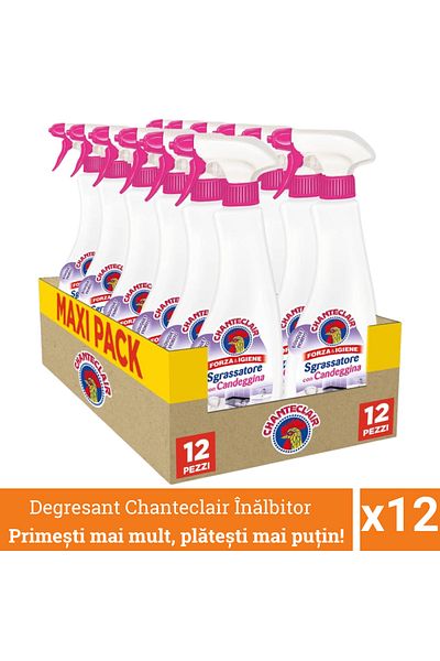 chante clair Promo Pack 12 X Chanteclair Universal Degreaser With Bleach, Candeggina, Chlorine, Spray, 600 ml