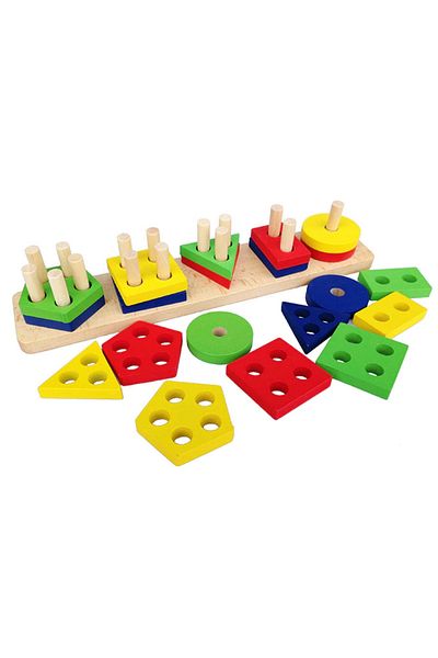 Micostore Joc de sortare, 5 coloane cu forme geometrice, sortator