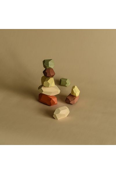 OEM Wooden Toy - Balance With Stones (EARTH COLORS)