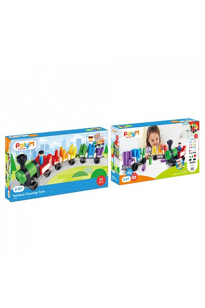 Hape Polym - Colorful Toy Train (63 PIECES)