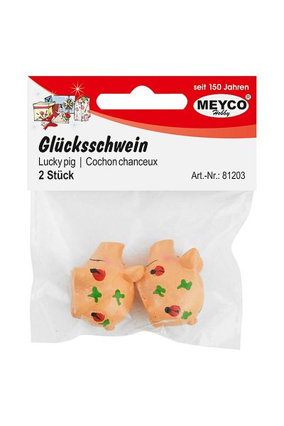 Meyco Set de 2 figurine - Porc norocos, rășină, 3 x 2,5 cm, 81203