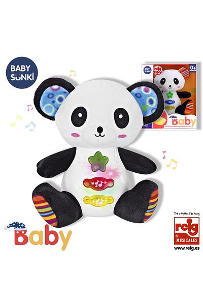 Reig Musicales Interaktivní hračka pro miminka se zvuky a světly 15 cm - Panda