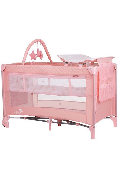 Chipolino Pătuț pliabil cu saltea de înfășat Luna Flamingo