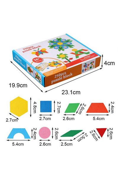 Micostore Tangram Game With 250 Wooden Pieces And Patterns