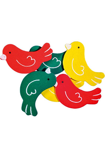 Junior Păsări din lemn, set de 6 bucăți, diverse culori, accesorii de artă și...