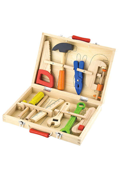 Viga Toys Trusa De Scule Din Lemn, Cutie Si 10 Piese,