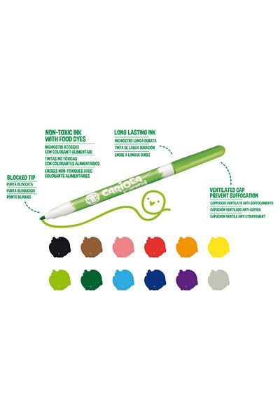 CARIOCA Fabric Clothing Markers 10 Colors-box, Fine Tip