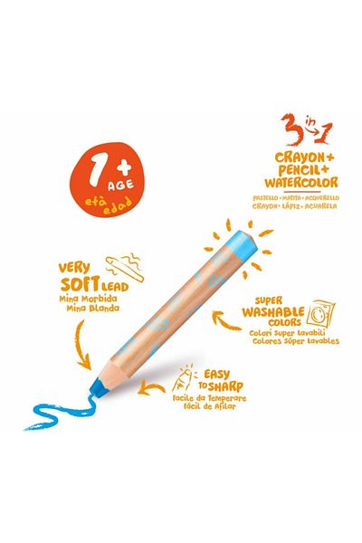CARIOCA Creioane Colorate Bebelusi, Cu Varf Moale, 3 In 1, Baby 1 An , Set 6 Culori